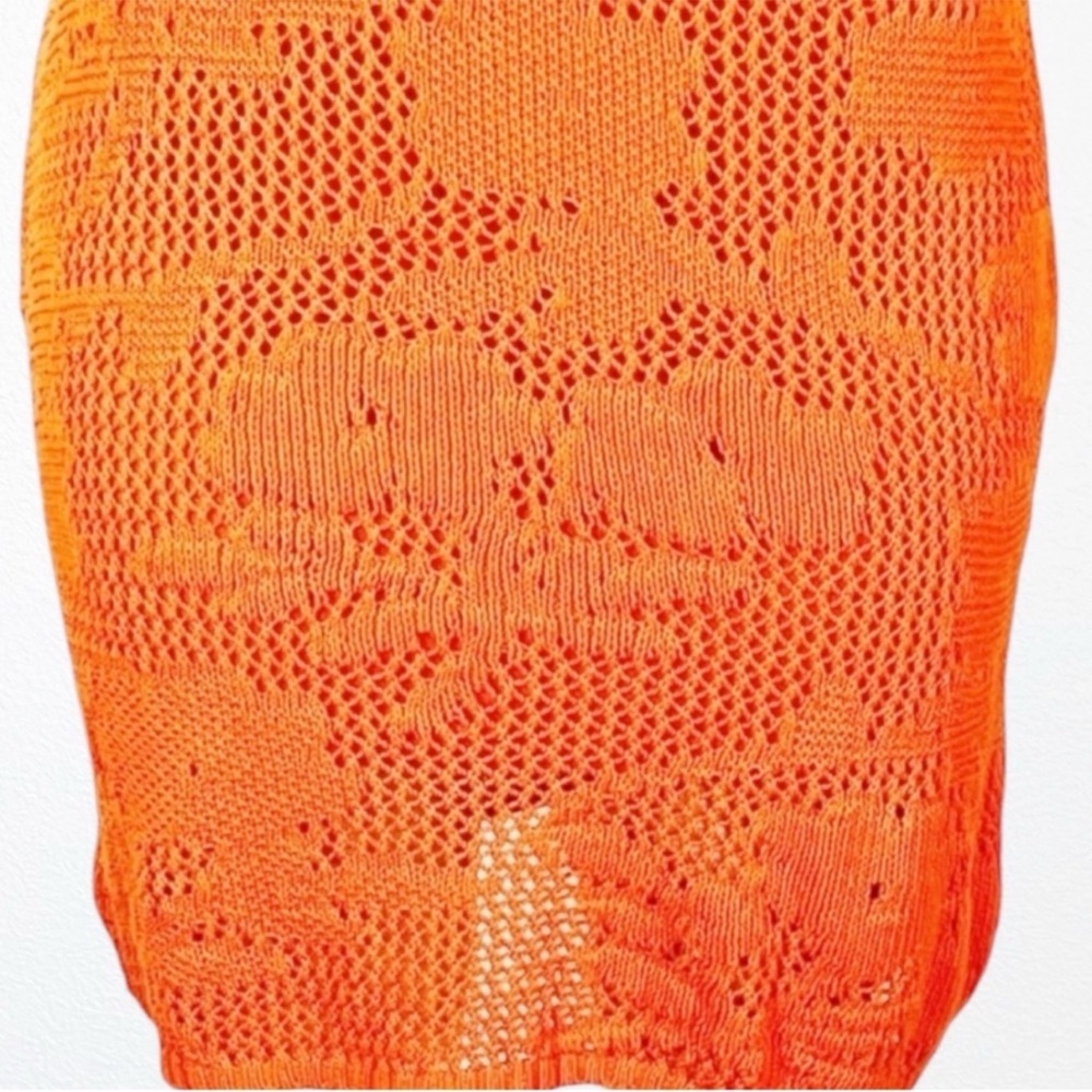 Anthropologie Maeve Pointelle Knit 3/4 Sleeve Dress SZ XS Spicy Orange - Picture 5 of 11